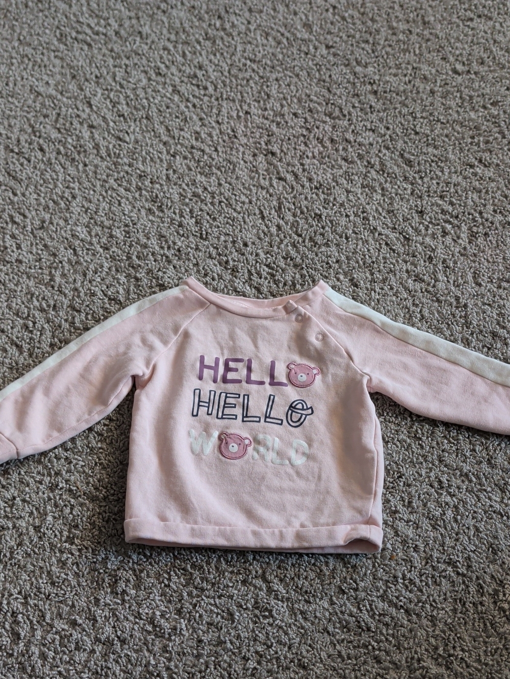 Manguun Girls Pink "Hello World" Long-Sleeve Top Size EU80/ US Size 12-18Months